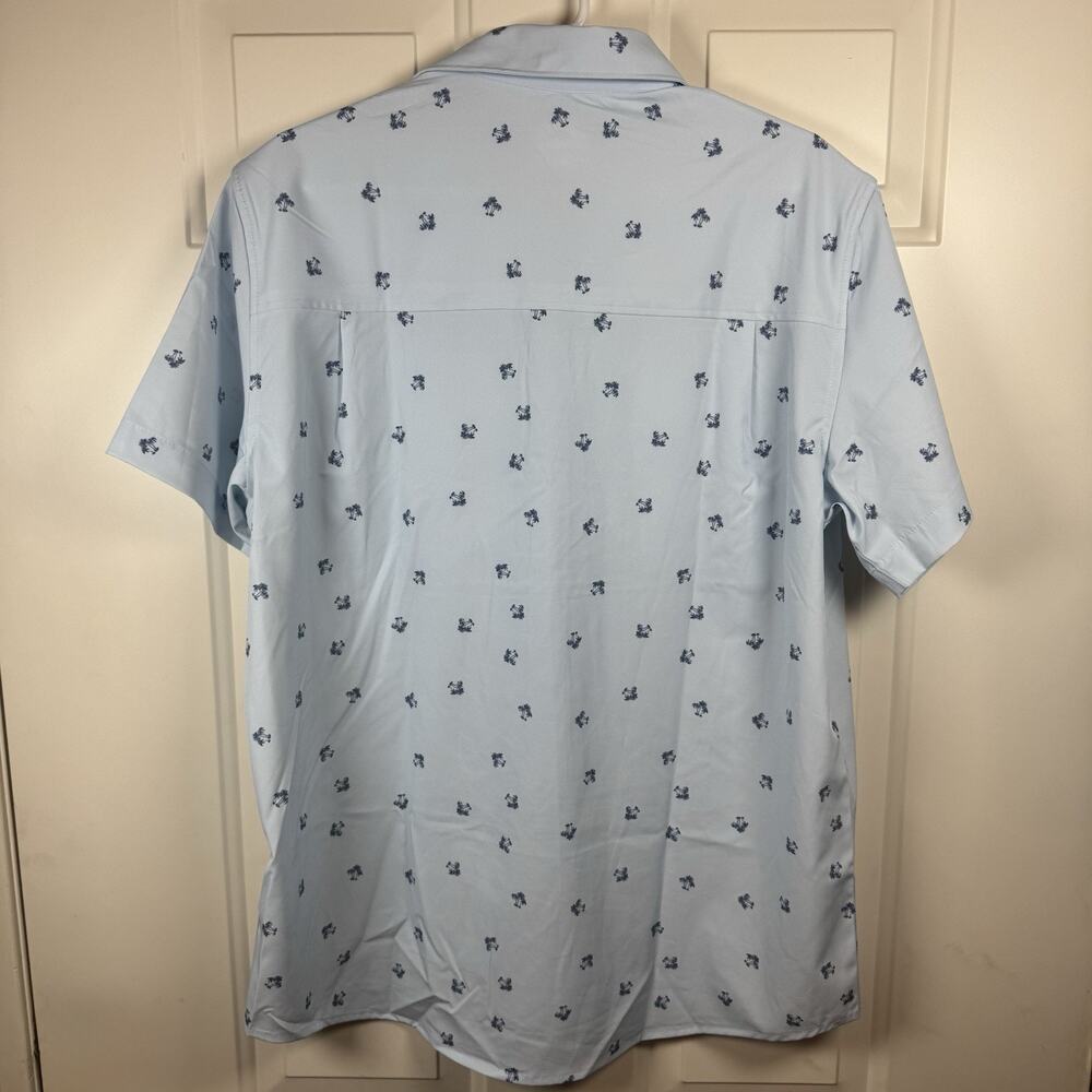 Hurley Shirt Mens Medium Blue Hawaiian Palm Tree Beach Casual Button Up Top - Picture 6 of 10